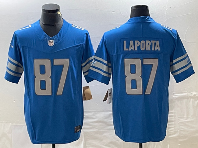Men's Detroit Lions #87 Sam LaPorta Blue 2023 F.U.S.E. Vapor Untouchable Limited Football Stitched Jersey